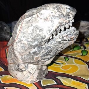 Picture Jasper Dinosaur Head Sculpture